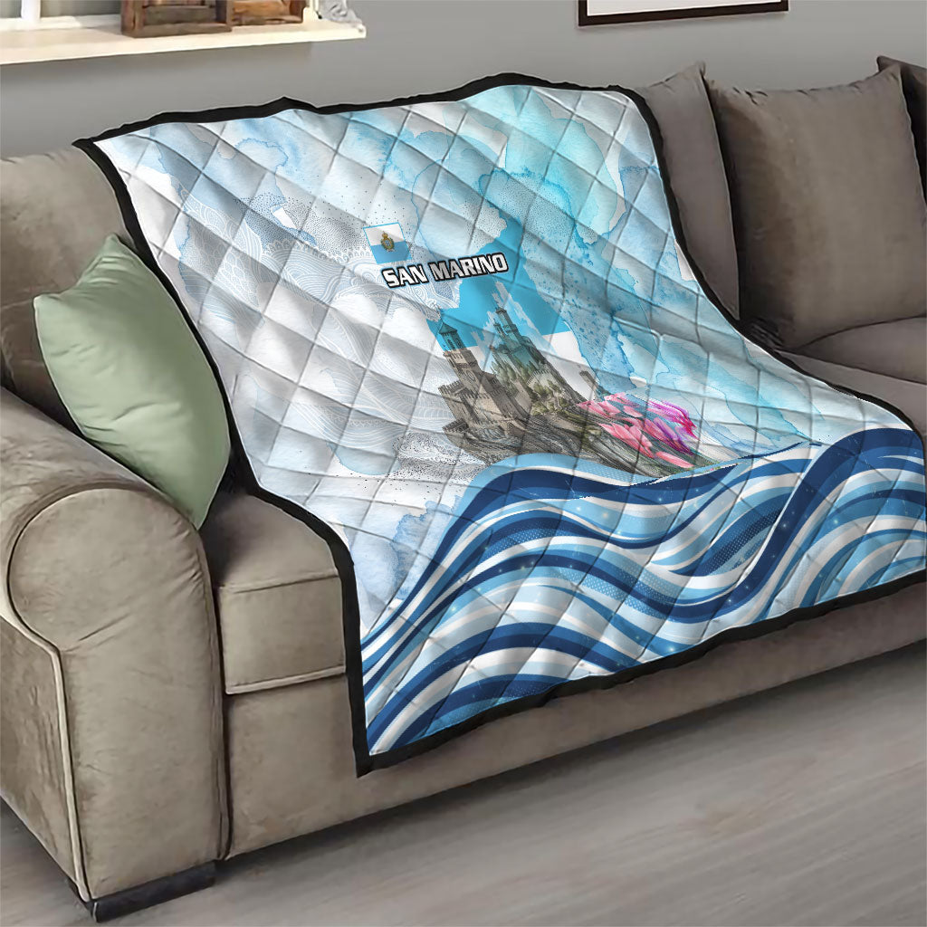 San Marino Foundation Day Quilt Mount Titano Fortress Fox Falcon And Cyclamen