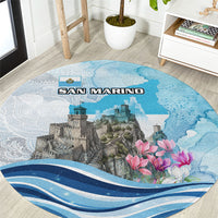 San Marino Foundation Day Round Carpet Mount Titano Fortress Fox Falcon And Cyclamen