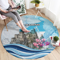 San Marino Foundation Day Round Carpet Mount Titano Fortress Fox Falcon And Cyclamen