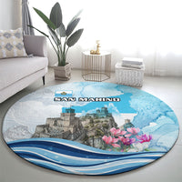 San Marino Foundation Day Round Carpet Mount Titano Fortress Fox Falcon And Cyclamen
