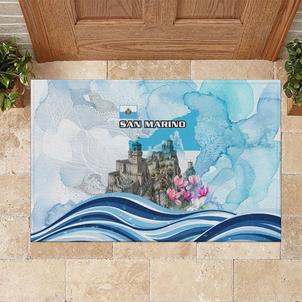 San Marino Foundation Day Rubber Doormat Mount Titano Fortress Fox Falcon And Cyclamen