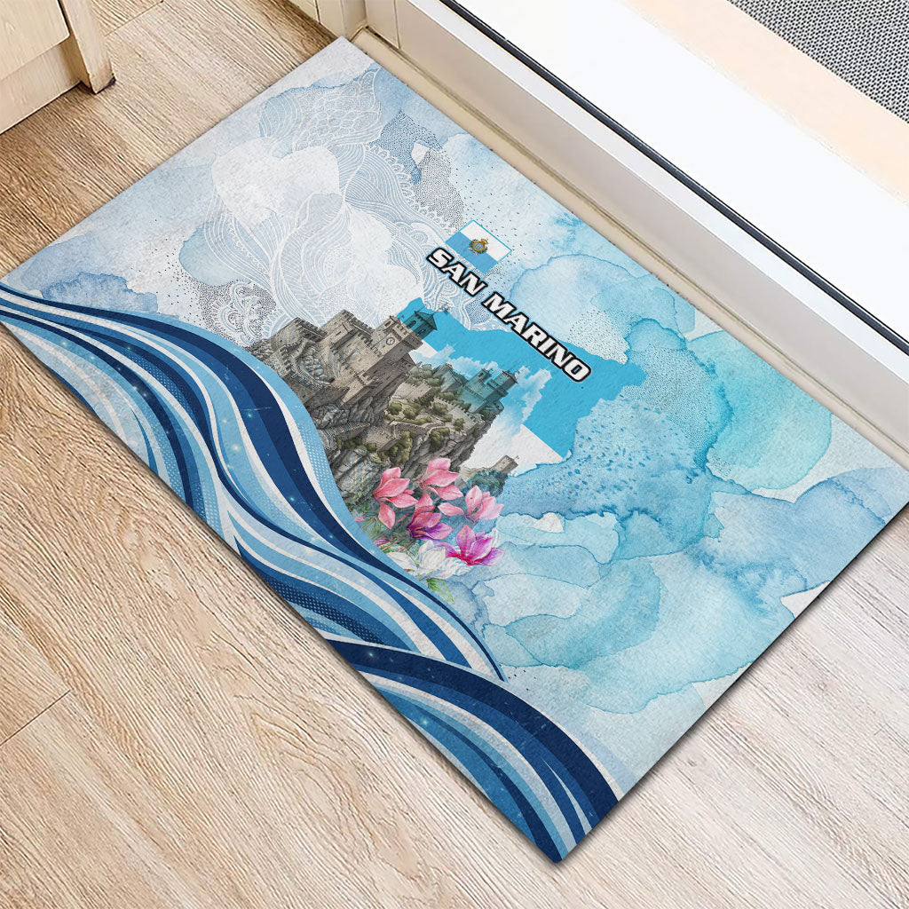San Marino Foundation Day Rubber Doormat Mount Titano Fortress Fox Falcon And Cyclamen