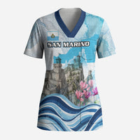 San Marino Foundation Day Scrub Top Mount Titano Fortress Fox Falcon And Cyclamen