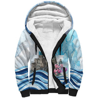 San Marino Foundation Day Sherpa Hoodie Mount Titano Fortress Fox Falcon And Cyclamen