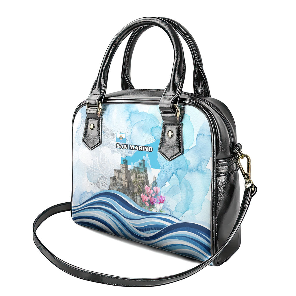 San Marino Foundation Day Shoulder Handbag Mount Titano Fortress Fox Falcon And Cyclamen