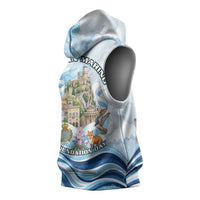 San Marino Foundation Day Sleeveless Hoodie Mount Titano Fortress Fox Falcon And Cyclamen