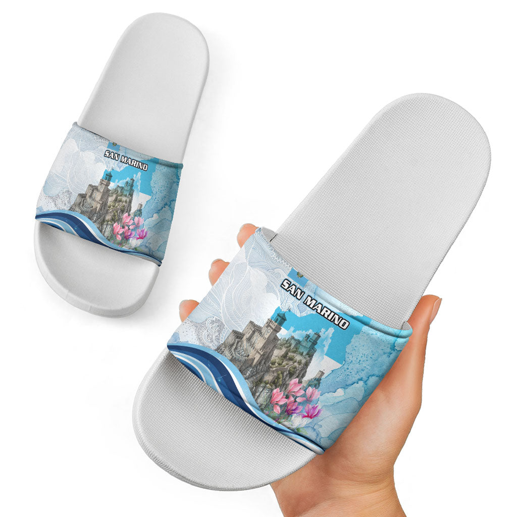 San Marino Foundation Day Slide Sandals Mount Titano Fortress Fox Falcon And Cyclamen