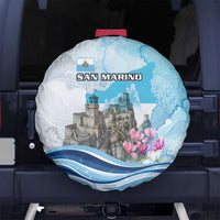 San Marino Foundation Day Spare Tire Cover Mount Titano Fortress Fox Falcon And Cyclamen