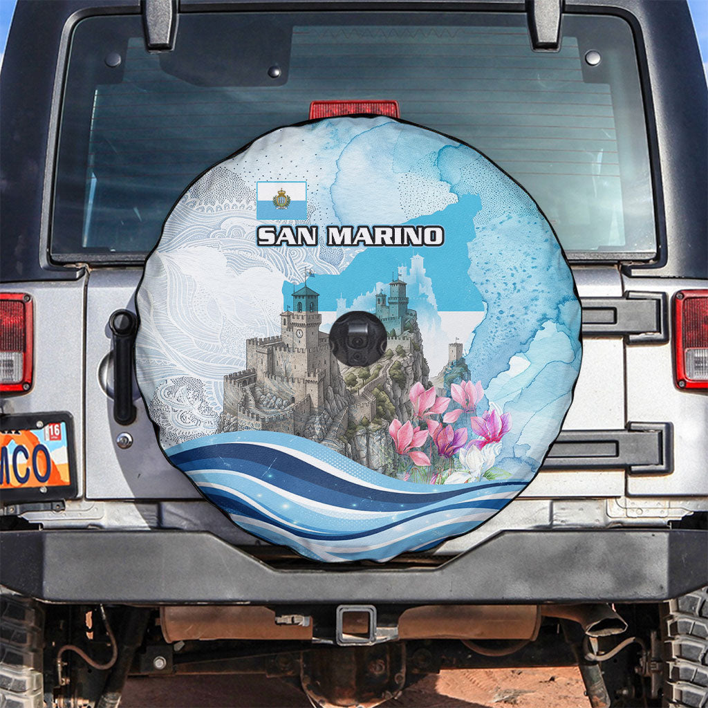 San Marino Foundation Day Spare Tire Cover Mount Titano Fortress Fox Falcon And Cyclamen