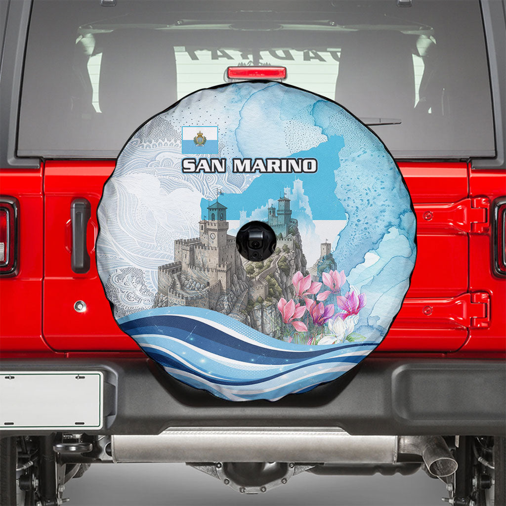 San Marino Foundation Day Spare Tire Cover Mount Titano Fortress Fox Falcon And Cyclamen
