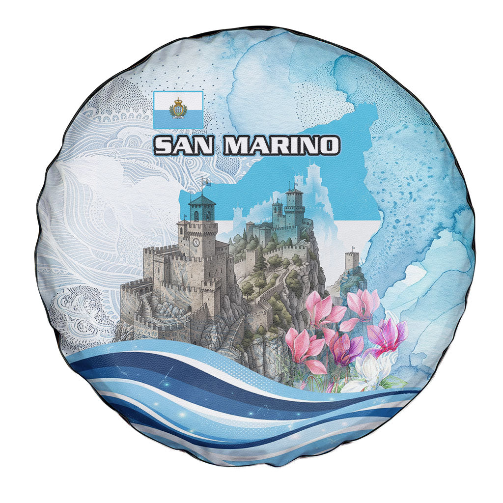 San Marino Foundation Day Spare Tire Cover Mount Titano Fortress Fox Falcon And Cyclamen