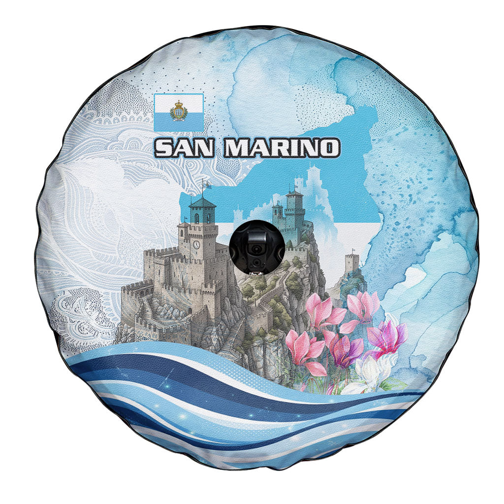San Marino Foundation Day Spare Tire Cover Mount Titano Fortress Fox Falcon And Cyclamen