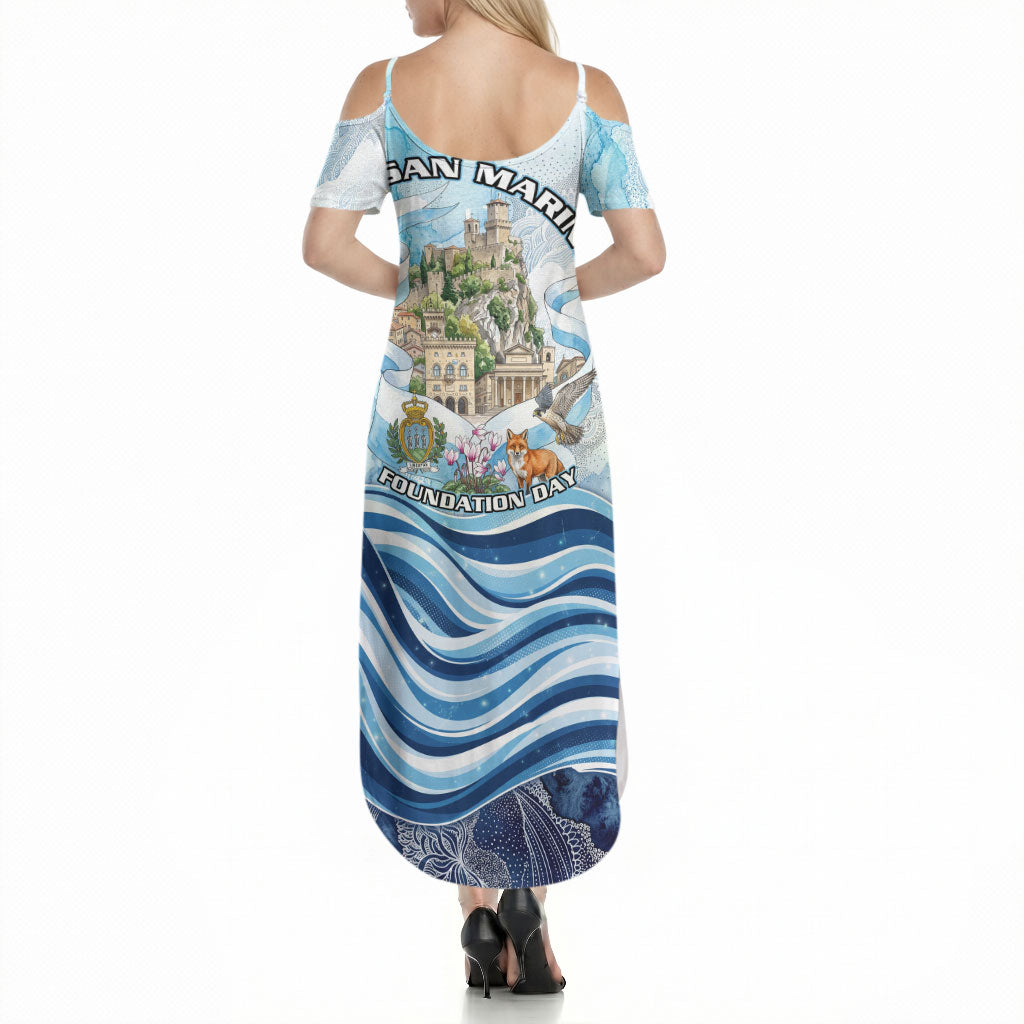 San Marino Foundation Day Summer Maxi Dress Mount Titano Fortress Fox Falcon And Cyclamen