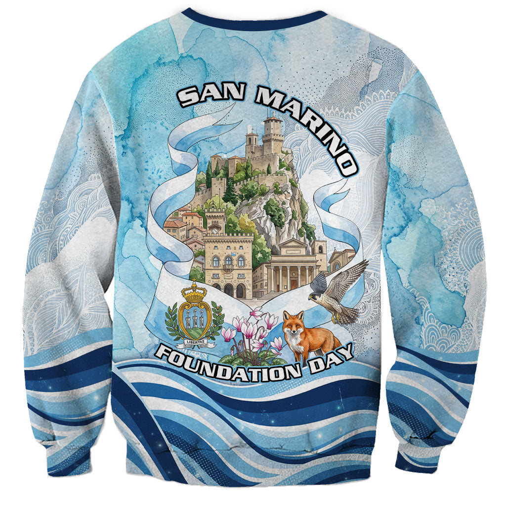 San Marino Foundation Day Sweatshirt Mount Titano Fortress Fox Falcon And Cyclamen