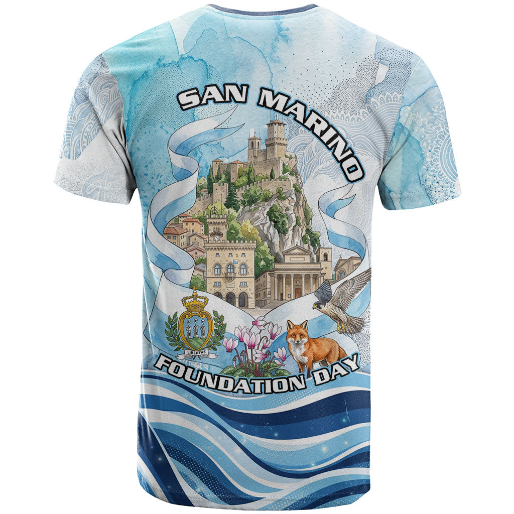 San Marino Foundation Day T Shirt Mount Titano Fortress Fox Falcon And Cyclamen