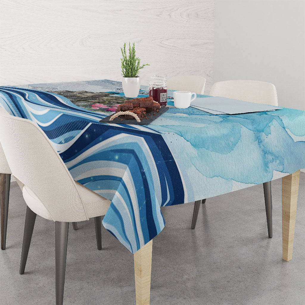 San Marino Foundation Day Tablecloth Mount Titano Fortress Fox Falcon And Cyclamen