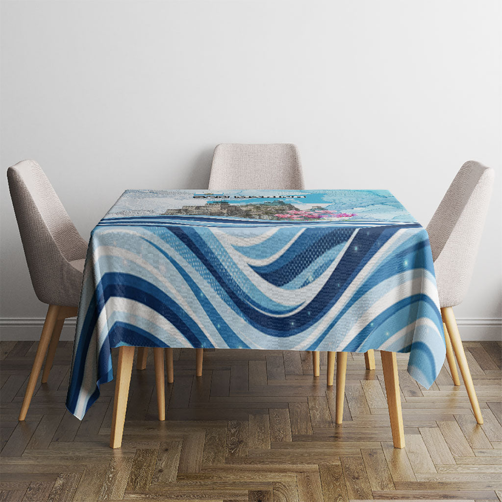 San Marino Foundation Day Tablecloth Mount Titano Fortress Fox Falcon And Cyclamen