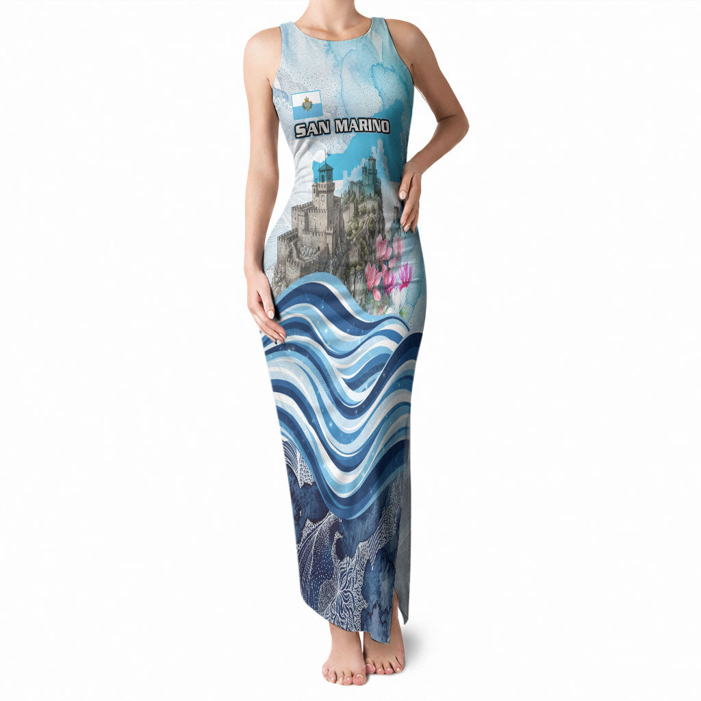 San Marino Foundation Day Tank Maxi Dress Mount Titano Fortress Fox Falcon And Cyclamen