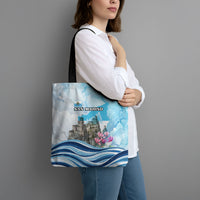 San Marino Foundation Day Tote Bag Mount Titano Fortress Fox Falcon And Cyclamen