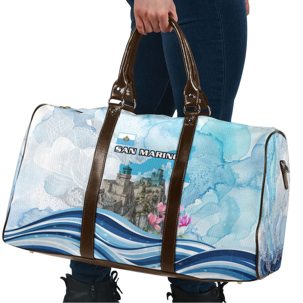 San Marino Foundation Day Travel Bag Mount Titano Fortress Fox Falcon And Cyclamen