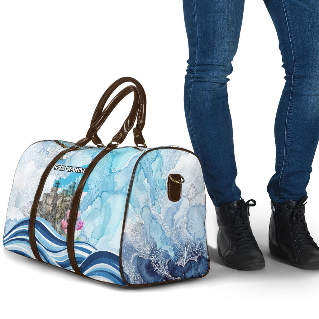 San Marino Foundation Day Travel Bag Mount Titano Fortress Fox Falcon And Cyclamen