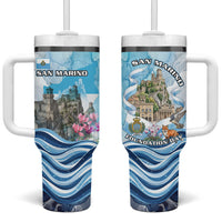 San Marino Foundation Day Tumbler With Handle Mount Titano Fortress Fox Falcon And Cyclamen