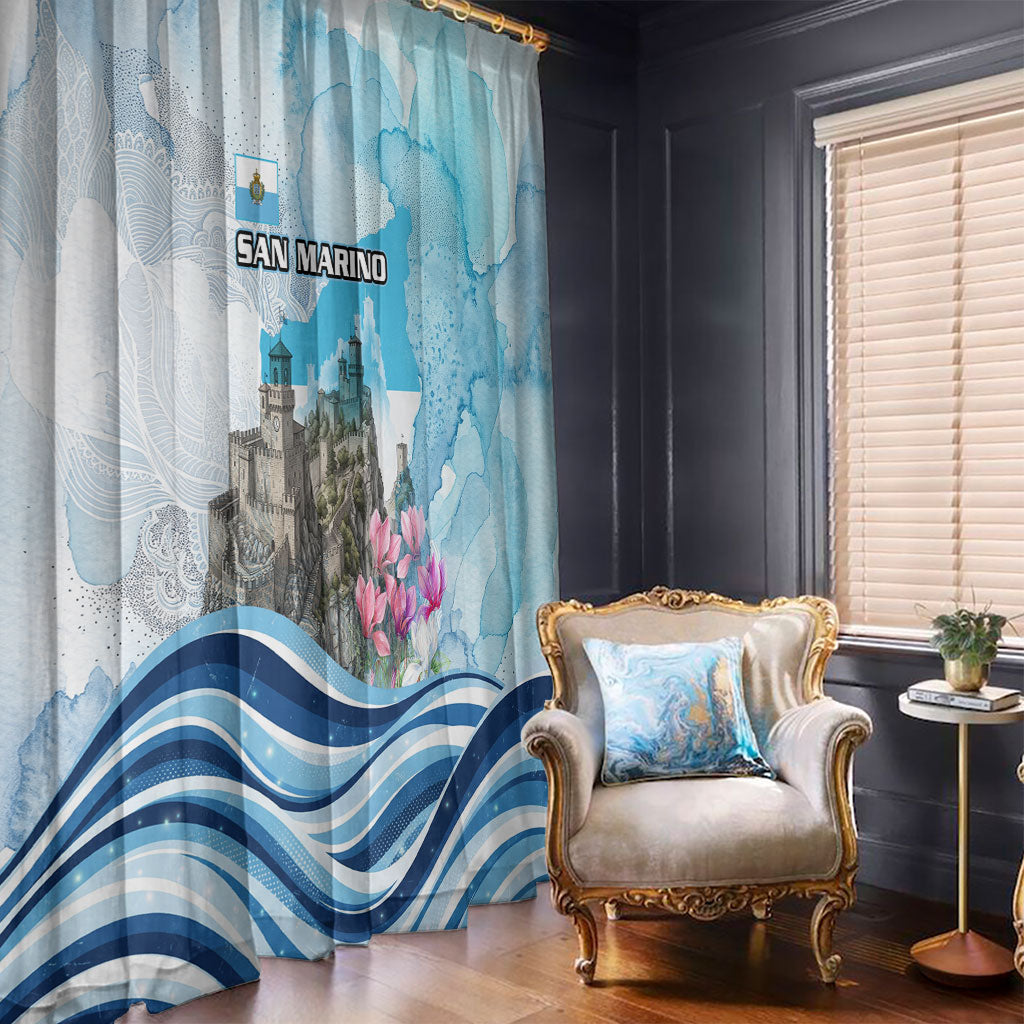 San Marino Foundation Day Window Curtain Mount Titano Fortress Fox Falcon And Cyclamen