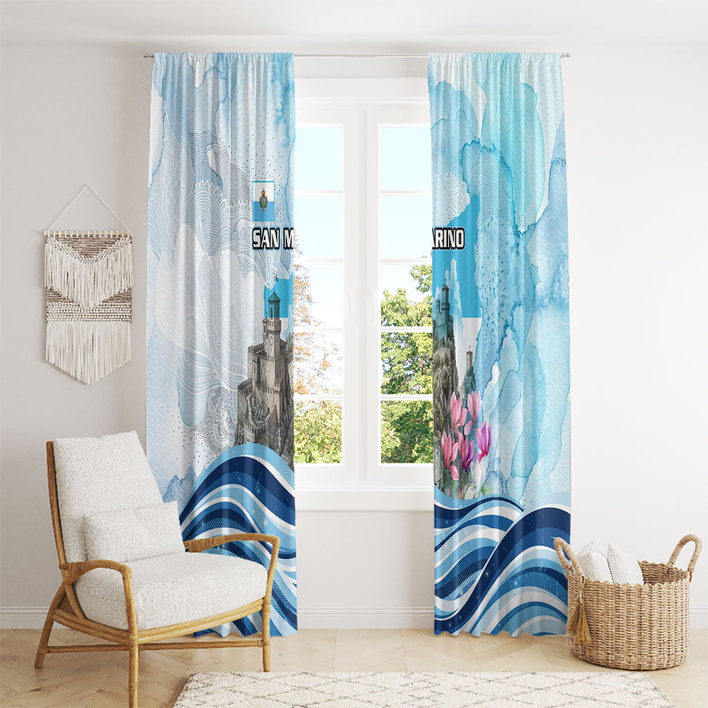 San Marino Foundation Day Window Curtain Mount Titano Fortress Fox Falcon And Cyclamen