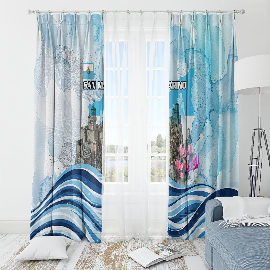 San Marino Foundation Day Window Curtain Mount Titano Fortress Fox Falcon And Cyclamen