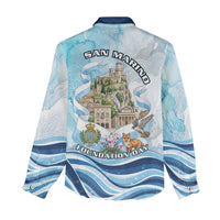 San Marino Foundation Day Women Casual Shirt Mount Titano Fortress Fox Falcon And Cyclamen