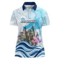 San Marino Foundation Day Women Polo Shirt Mount Titano Fortress Fox Falcon And Cyclamen