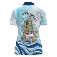 San Marino Foundation Day Women Polo Shirt Mount Titano Fortress Fox Falcon And Cyclamen