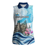 San Marino Foundation Day Women Sleeveless Polo Shirt Mount Titano Fortress Fox Falcon And Cyclamen