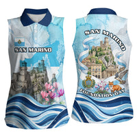 San Marino Foundation Day Women Sleeveless Polo Shirt Mount Titano Fortress Fox Falcon And Cyclamen
