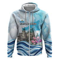 San Marino Foundation Day Zip Hoodie Mount Titano Fortress Fox Falcon And Cyclamen