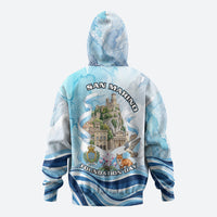 San Marino Foundation Day Zip Hoodie Mount Titano Fortress Fox Falcon And Cyclamen
