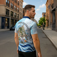 San Marino Foundation Day Zipper Polo Shirt Mount Titano Fortress Fox Falcon And Cyclamen