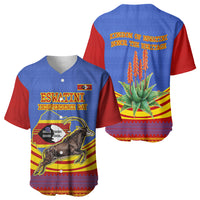 Eswatini Independence Day Baseball Jersey Sable Antelope - Aloe Succulent - Flag Shield