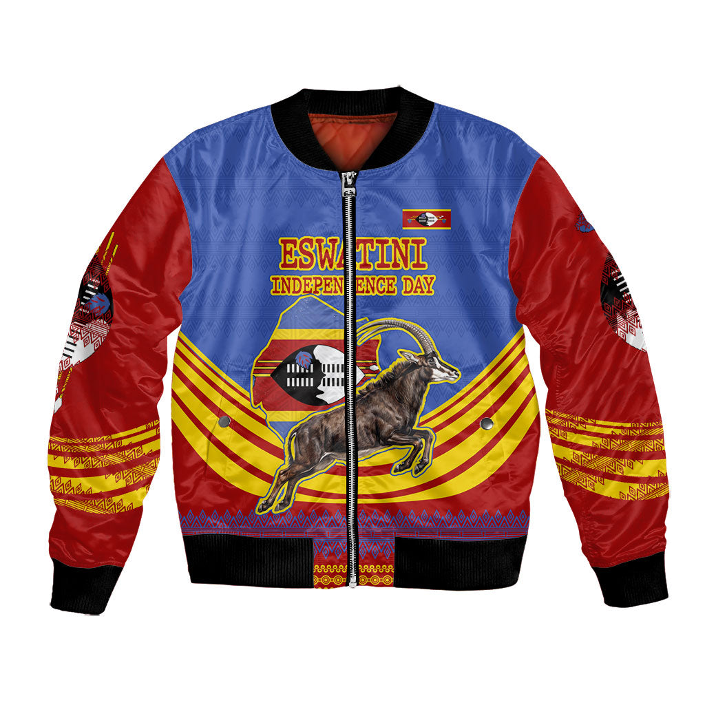 Eswatini Independence Day Bomber Jacket Sable Antelope - Aloe Succulent - Flag Shield