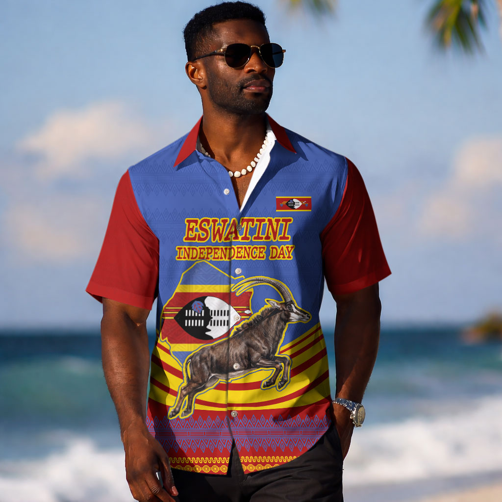 Eswatini Independence Day Hawaiian Shirt Sable Antelope - Aloe Succulent - Flag Shield