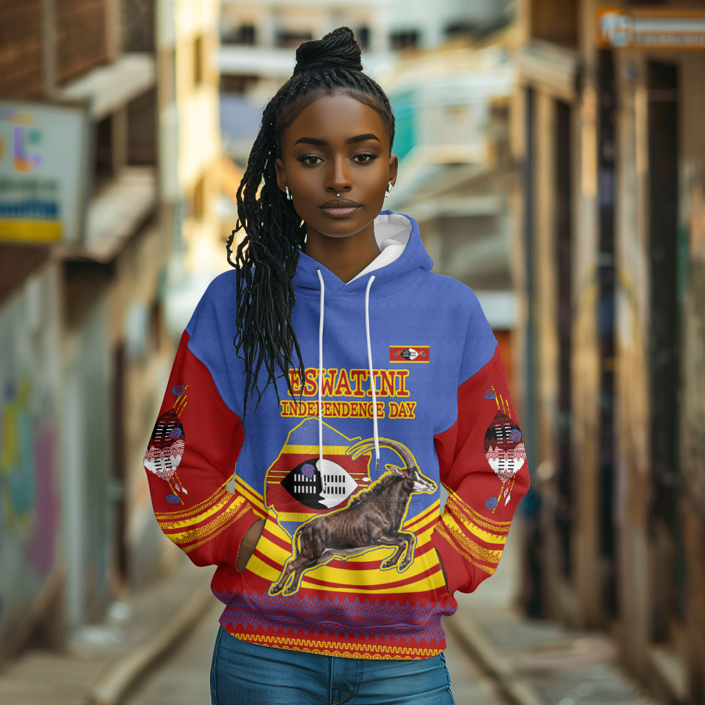 Eswatini Independence Day Hoodie Sable Antelope - Aloe Succulent - Flag Shield