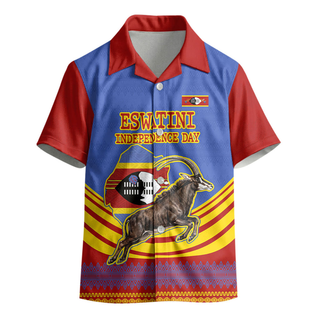 Eswatini Independence Day Kid Hawaiian Shirt Sable Antelope - Aloe Succulent - Flag Shield