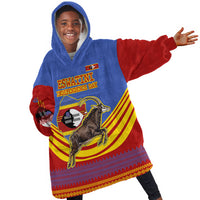 Eswatini Independence Day Kid Wearable Blanket Hoodie Sable Antelope - Aloe Succulent - Flag Shield