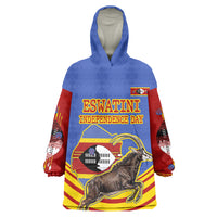 Eswatini Independence Day Kid Wearable Blanket Hoodie Sable Antelope - Aloe Succulent - Flag Shield