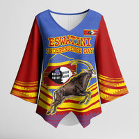 Eswatini Independence Day Kimono Sleeve Blouse Sable Antelope - Aloe Succulent - Flag Shield