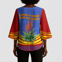 Eswatini Independence Day Kimono Sleeve Blouse Sable Antelope - Aloe Succulent - Flag Shield