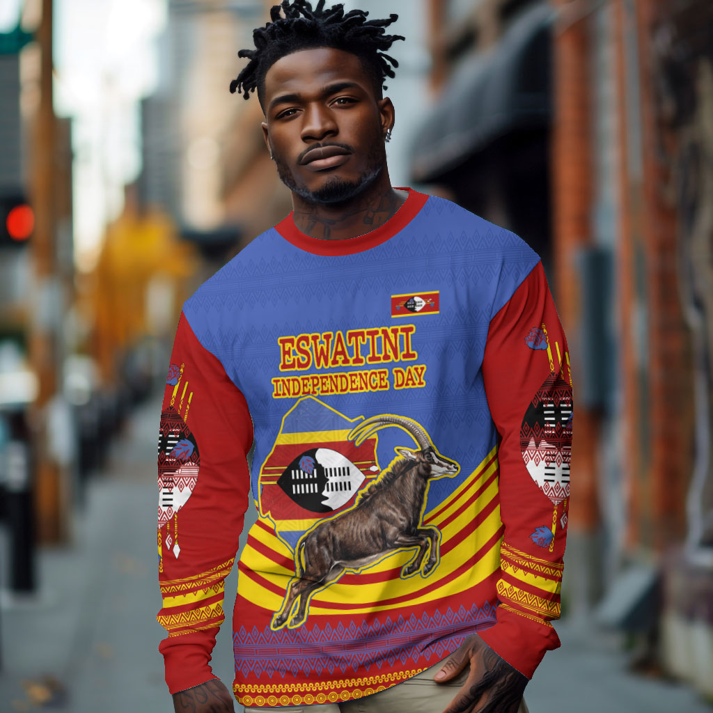 Eswatini Independence Day Long Sleeve Shirt Sable Antelope - Aloe Succulent - Flag Shield