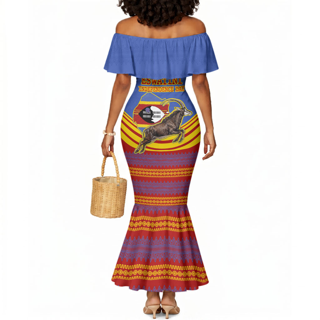 Eswatini Independence Day Mermaid Dress Sable Antelope - Aloe Succulent - Flag Shield
