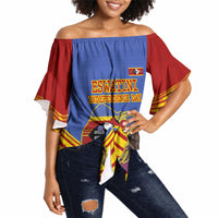 Eswatini Independence Day Off Shoulder Wrap Waist Top Sable Antelope - Aloe Succulent - Flag Shield