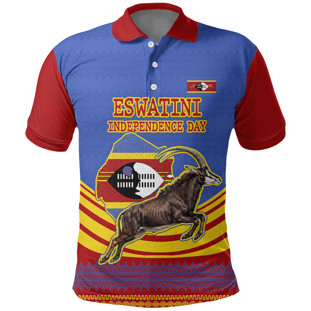 Eswatini Independence Day Polo Shirt Sable Antelope - Aloe Succulent - Flag Shield